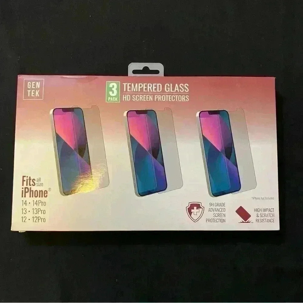 Gen Tek 3 Pk Privacy Glass HD Tempered Screen Protectors Fits iPhone 14 13 12